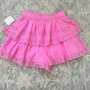 Altar'd State Pink Skirt with Lace Accents